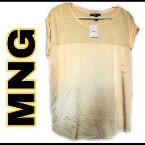 MNG yellow blouse, cuff sleeve, Size: L